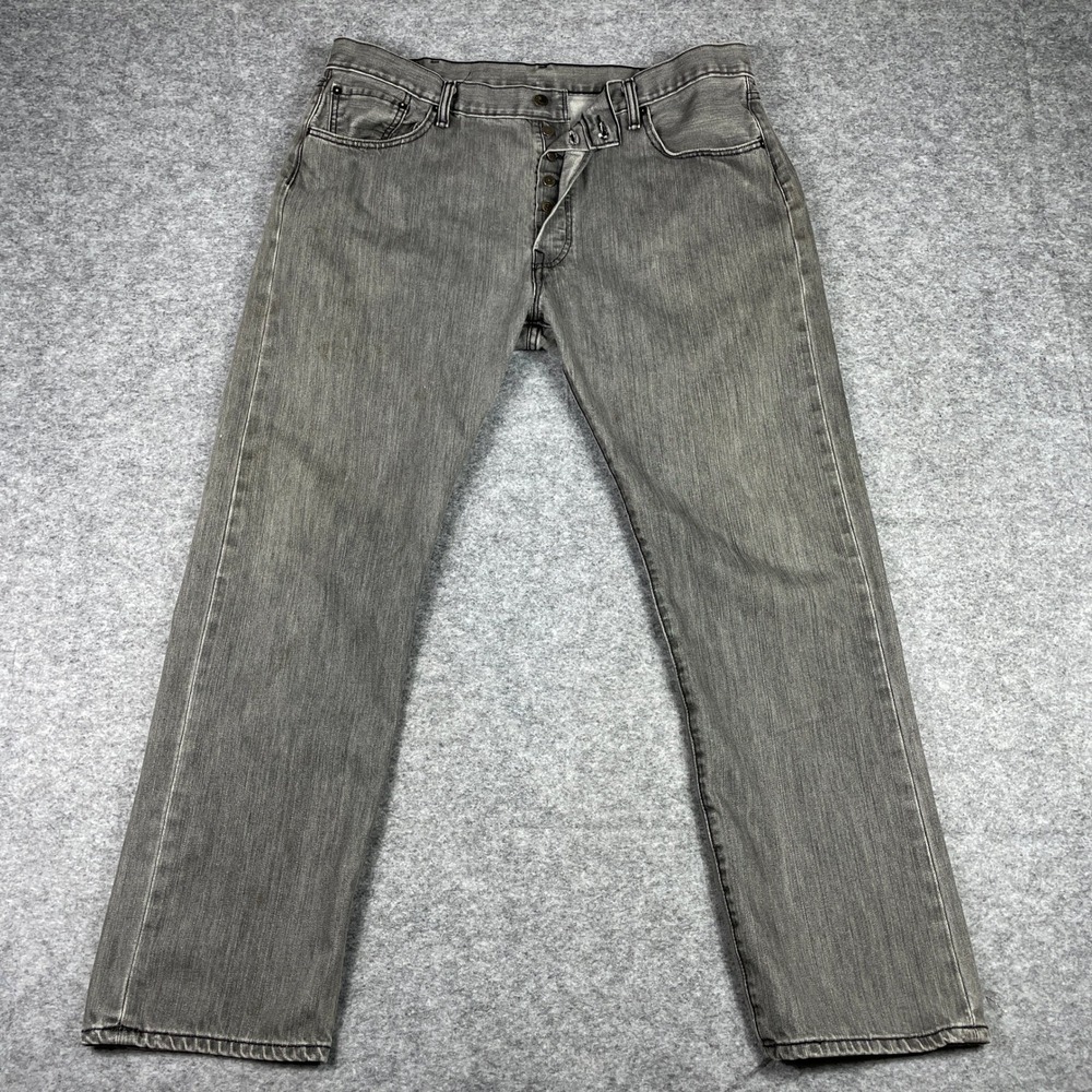 Levis 501 Jeans Mens 40x32 (Fits 38x31) Grey Original Straight Button Fly Denim